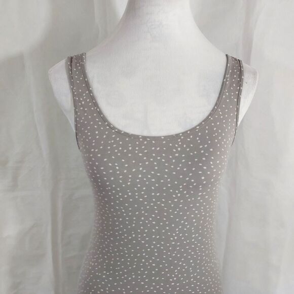 H&M Basic Tank Bodycon Mini Dress Small Sleeveless Gray White Polka Dot Stretch - Picture 3 of 10